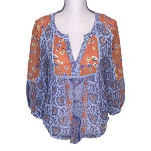 Love Fire Patterned Pullover Long Sleeve Blouse/Shirt Size XS